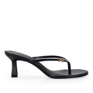 MULE SALTO M&Eacute;DIO PRETA DE COURO