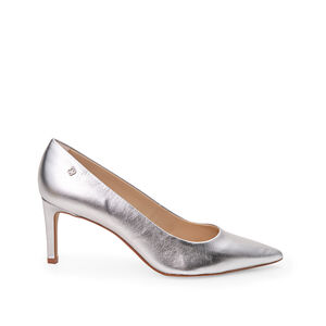 SCARPIN SALTO ALTO PRATA DE COURO METALIZADO
