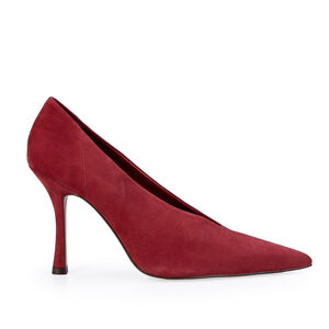 SCARPIN VERMELHO AMARONE SALTO ALTO DE COURO SUEDE