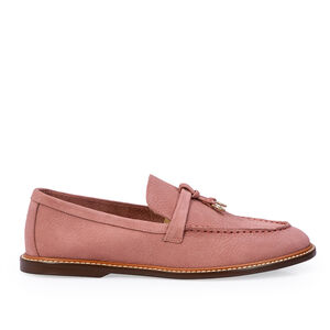 LOAFER MOCASSIM ROSA MALVA DE COURO NOBUCK