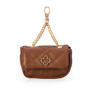 CHAVEIRO MINI BOLSA MARROM COURO MATELASS&Ecirc; BAG CHARM
