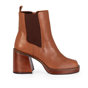 BOTA MARROM COURO SALTO BLOCO EL&Aacute;STICO