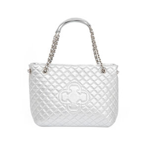 BOLSA MÉDIA DE COURO MATELASSÊ CINZA CARINA