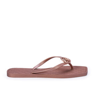 CHINELO DE DEDO BICO QUADRADO ROSA MALVA MONOGRAMA