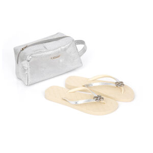 KIT CHINELO DE DEDO E NÉCESSAIRE PRATA
