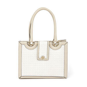 BOLSA SHOPPER COURO BEGE CROCHET