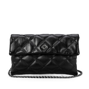 BOLSA MÉDIA PRETA COURO MATELASSÊ VIRA CLUTCH