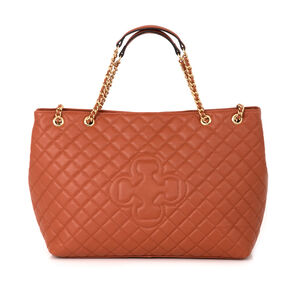 BOLSA GRANDE CARAMELO CAMEL DE COURO MATELASSÊ CARINA