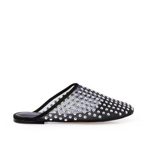 MULE PRETA TELA NOBUCK TACHAS