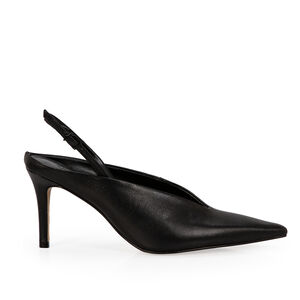SCARPIN SLINGBACK COURO PRETO