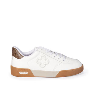 TÊNIS FEMININO BRANCO DE COURO MONOGRAMA AMARRAÇÃO
