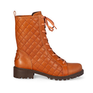 BOTA COTURNO CARAMELO DE COURO MATELASSÊ