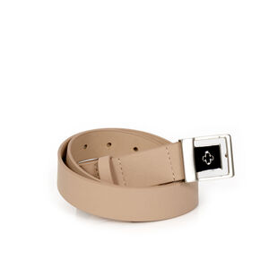 CINTO FEMININO NUDE SEDA DE COURO FIVELA QUADRADA