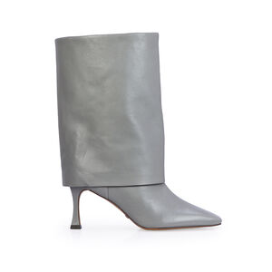 BOTA CANO M&Eacute;DIO CINZA CARBONO DE COURO