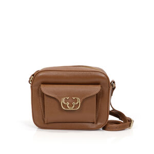 BOLSA PEQUENA TIRACOLO SHOULDER BAG DE COURO CARAMELO