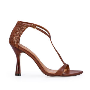 SAND&Aacute;LIA MARROM CALCANHAR FECHADO COURO TRESS&Ecirc;