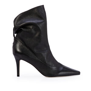 BOTA PRETA SALTO ALTO FINO COURO