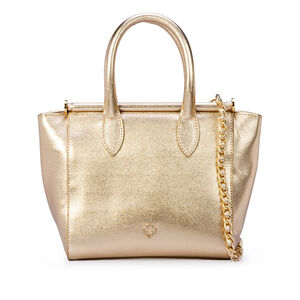 BOLSA TOTE DOURADA METALIZADA DE COURO