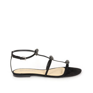 SAND&Aacute;LIA RASTEIRA PRETA DE COURO NOBUCK