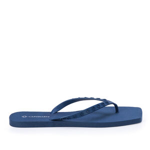 CHINELO DE DEDO BICO QUADRADO AZUL TIRAS MONOGRAMA