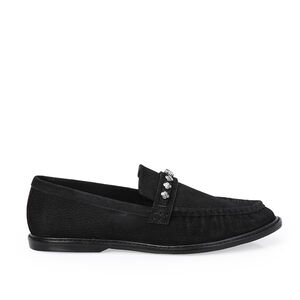 LOAFER MOCASSIM PRETO DE COURO NOBUCK