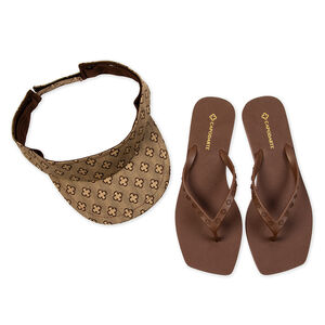 KIT CHINELO DE DEDO MARROM  + VISEIRA MONOGRAMA