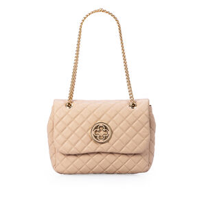 BOLSA SHOULDER BAG DE COURO MATELASS&Ecirc; NUDE OLIVIA