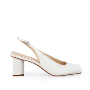 PEEP TOE BRANCO COURO SALTO BLOCO