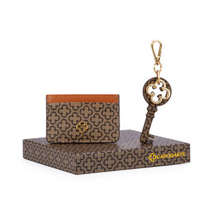 KIT CHAVEIRO + PORTA CART&Atilde;O CARAMELO MONOGRAMA