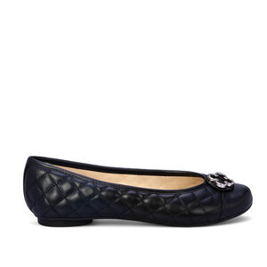 SAPATILHA CATHERINE VINTAGE PRETA DE COURO MATELASSÊ