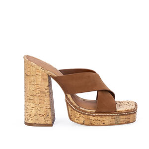 MULE SALTO ALTO MARROM COURO NOBUCK