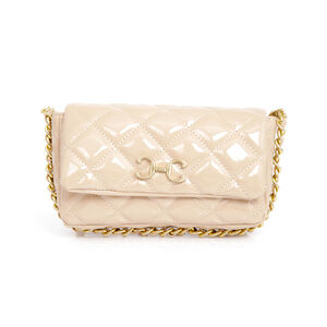 BOLSA PEQUENA NUDE SEDA VERNIZ  MATELASS&Ecirc; AL&Ccedil;A CORRENTE