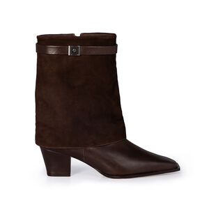 BOTA CANO M&Eacute;DIO MARROM DE COURO NOBUCK