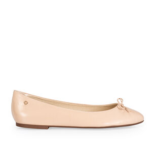 SAPATILHA NUDE SEDA COURO BICO REDONDO LA&Ccedil;O