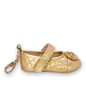 SAPATILHA RN DOURADA DE COURO MATELASS&Ecirc; COM VELCRO CATHERINE