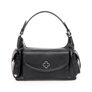BOLSA MÉDIA PRETA DE COURO TOTE