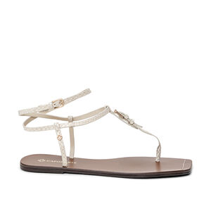 SAND&Aacute;LIA RASTEIRA BICO QUADRADO BEGE VANILLA DE COURO