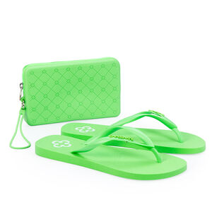 KIT CHINELO DE DEDO VERDE PISTACCHIO + PORTA CELULAR MONOGRAMA