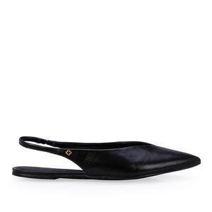 SAPATILHA SLINGBACK PRETA DE COURO