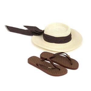 KIT CHINELO E  CHAPÉU MARROM ÉBANO