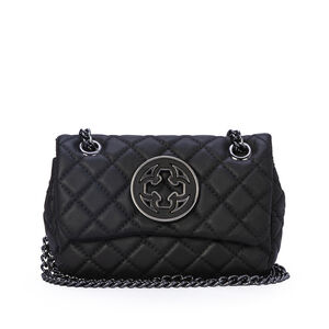 BOLSA SHOULDER BAG PRETA DE COURO MATELASS&Ecirc; MINI OL&Iacute;VIA