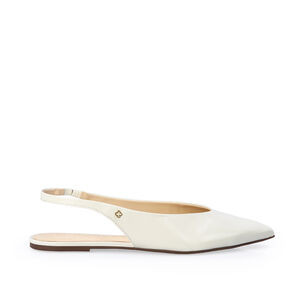 SANDÁLIA SLINGBACK BRANCA DUNA DE COURO