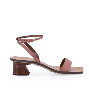 SAND&Aacute;LIA BICO QUADRADO ROSA MALVA DE COURO NOBUCK