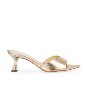 MULE SALTO M&Eacute;DIO DOURADA DE COURO