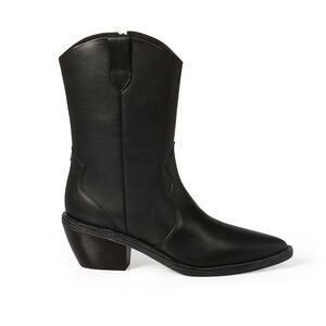 BOTA CANO M&Eacute;DIO PRETO DE COURO