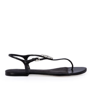 SANDÁLIA RASTEIRA PRETA DE COURO PEDRARIAS