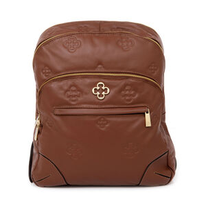 MOCHILA FEMININA DE COURO MARROM BOLSOS ZÍPER