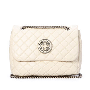 BOLSA BEGE VANILLA DE COURO MATELASSÊ SHOULDER BAG