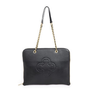 PASTA NOTEBOOK DE COURO PRETA COM ALÇA CORRENTE