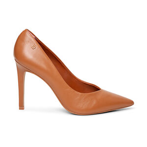 SCARPIN SALTO ALTO CARAMELO CAMEL DE COURO
